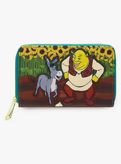 Loungefly DreamWorks Shrek Donkey & Shrek Sunflower Field Small Zip Wallet