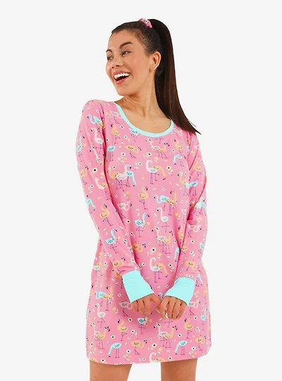 Dreaming of Flamingos Long Sleeve Nightshirt