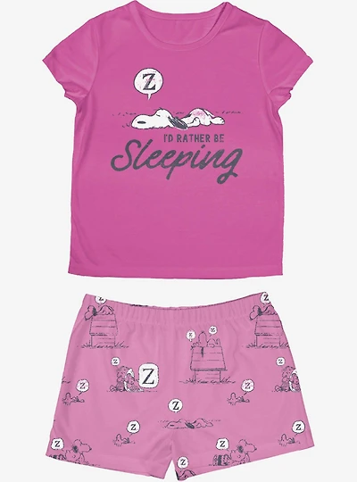 Snoopy Peanuts Rather Be Sleeping Youth Pajama Set