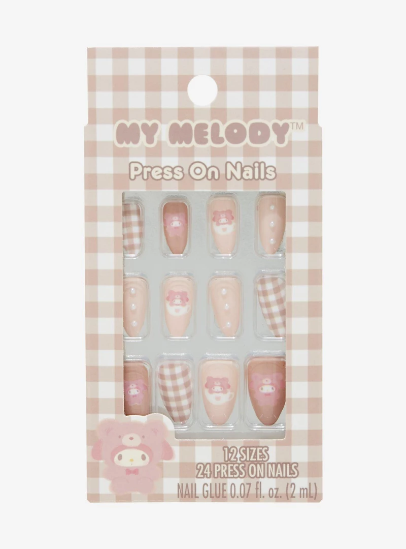 Sanrio My Melody Latte Bear Pearl Press-On Nails