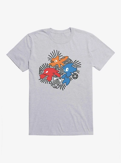 Sonic The Hedgehog Tails, Knuckles, Sonic, And Dr. Eggman Pop Art T-Shirt