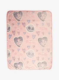 Disney The Nightmare Before Christmas Jack and Sally Heart Allover Print Fleece Throw - BoxLunch Exclusive