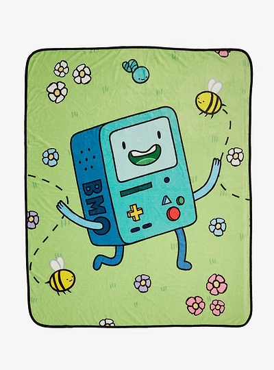 Adventure Time BMO Floral Fleece Throw — BoxLunch Exclusive