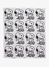 Peanuts Snoopy Allover Print Feather Knit Throw Blanket