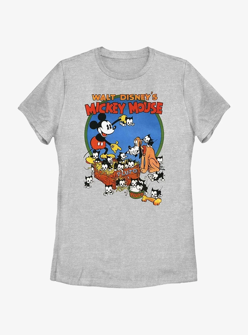 Disney Mickey Mouse Pluto & Cats Womens T-Shirt