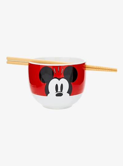 Disney Mickey Mouse Red Ramen Bowl with Chopsticks