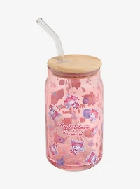 Sanrio My Melody & Kuromi Diner Allover Print Glass Cup with Straw