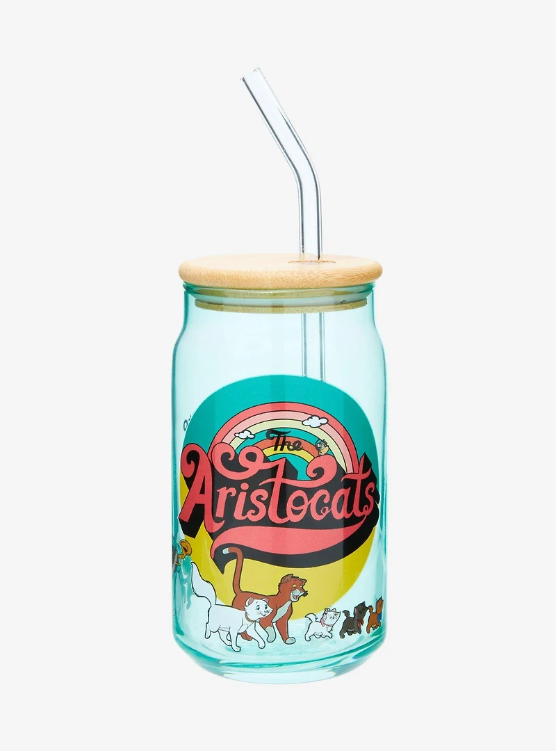 Disney The Aristocats Retro Glass Tumbler with Straw