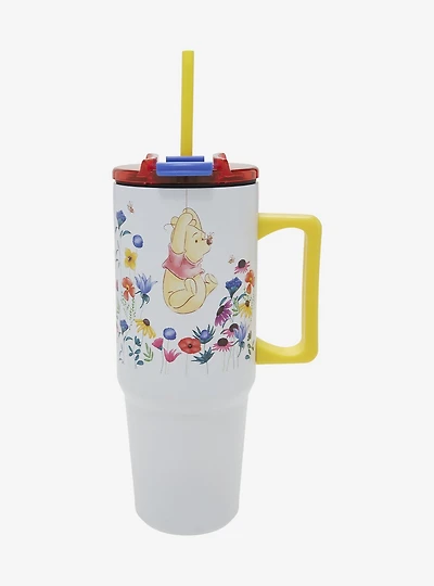 Disney Winnie the Pooh Floral Pooh Bear Straw Tumbler with Handle