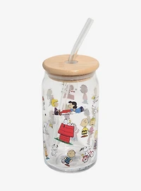 Peanuts Gang Glass Tumbler with Straw