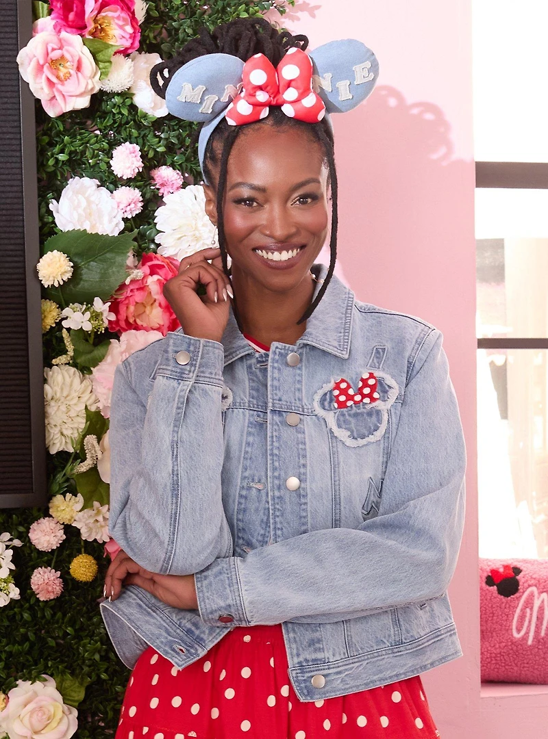 Disney Minnie Mouse Silhouette Women's Cropped Denim Jacket - BoxLunch Exclusive