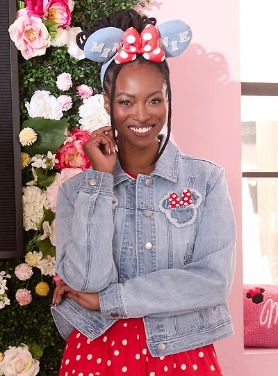 Disney Minnie Mouse Silhouette Women's Cropped Denim Jacket - BoxLunch Exclusive