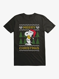 Peanuts Merry Christmas Sweater Pattern T-Shirt