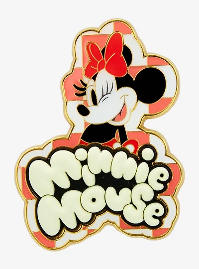 Loungefly Disney Minnie Mouse Checkered Portrait Enamel Pin - BoxLunch Exclusive