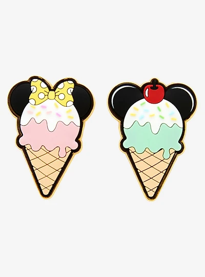 Loungefly Disney Mickey & Minnie Ice Cream Cone Scented Enamel Pin Set