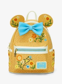 Loungefly Disney Minnie Mouse Raffia Floral Ears Mini Backpack - BoxLunch Exclusive