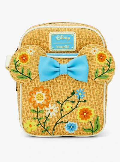 Loungefly Disney Minnie Mouse Raffia Floral Ears Crossbody Bag - BoxLunch Exclusive