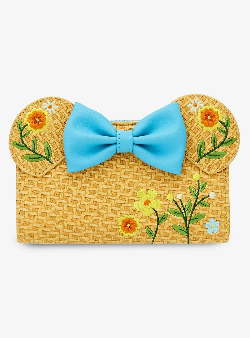 Loungefly Disney Minnie Mouse Raffia Floral Ears Wallet - BoxLunch Exclusive