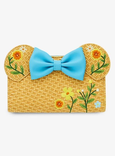 Loungefly Disney Minnie Mouse Raffia Floral Ears Wallet - BoxLunch Exclusive