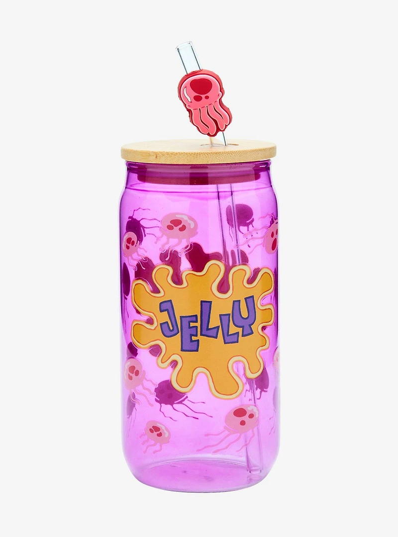 SpongeBob SquarePants Jellyfish Jelly Glass Cup with Straw - BoxLunch Exclusive