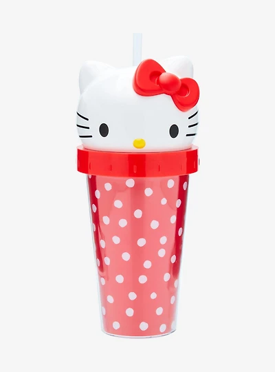 Sanrio Hello Kitty Polka Dot Figural Carnival Cup with Straw