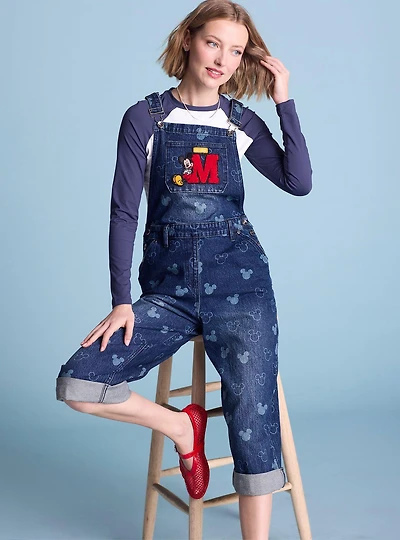 Disney Mickey Mouse Silhouette Allover Print Women's Overalls - BoxLunch Exclusive
