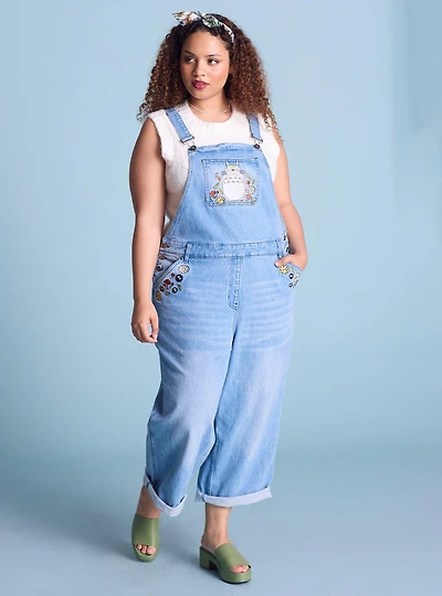 Her Universe Studio Ghibli® My Neighbor Totoro Floral Embroidered Women's Plus Overalls - BoxLunch Exclusive
