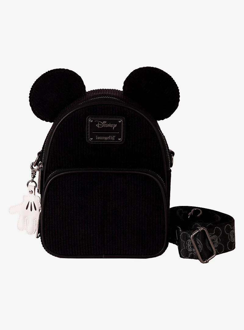 Loungefly Disney Mickey Mouse Corduroy Ears Mini Backpack Convertible Crossbody Bag