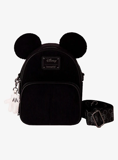 Loungefly Disney Mickey Mouse Corduroy Ears Mini Backpack Convertible Crossbody Bag
