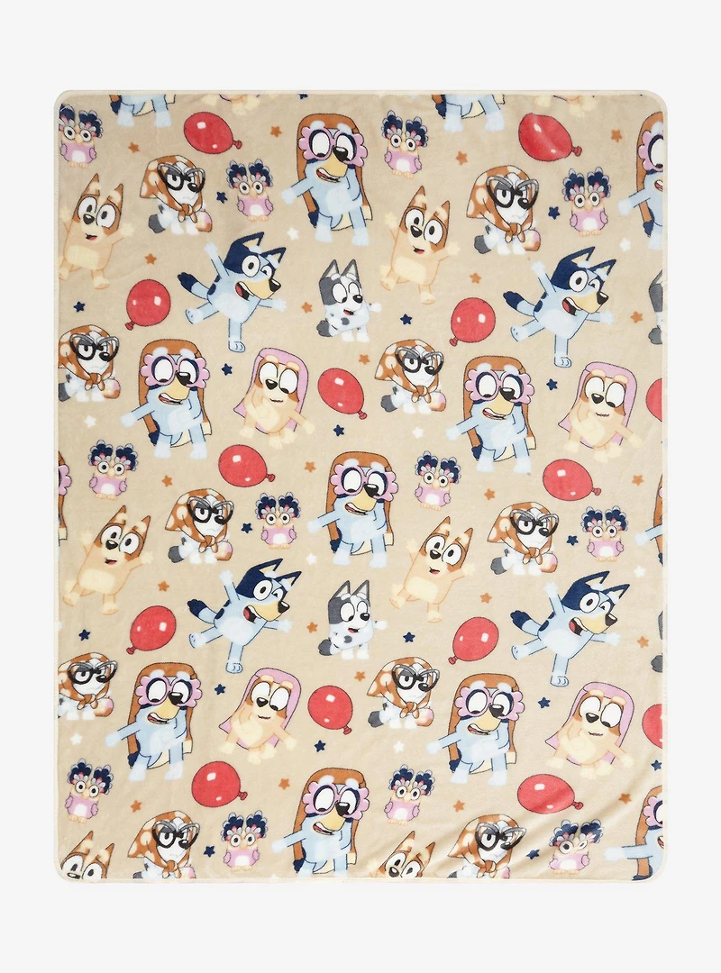 Bluey Characters Balloon Fleece Throw