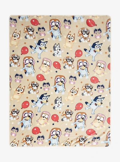 Bluey Characters Balloon Fleece Throw