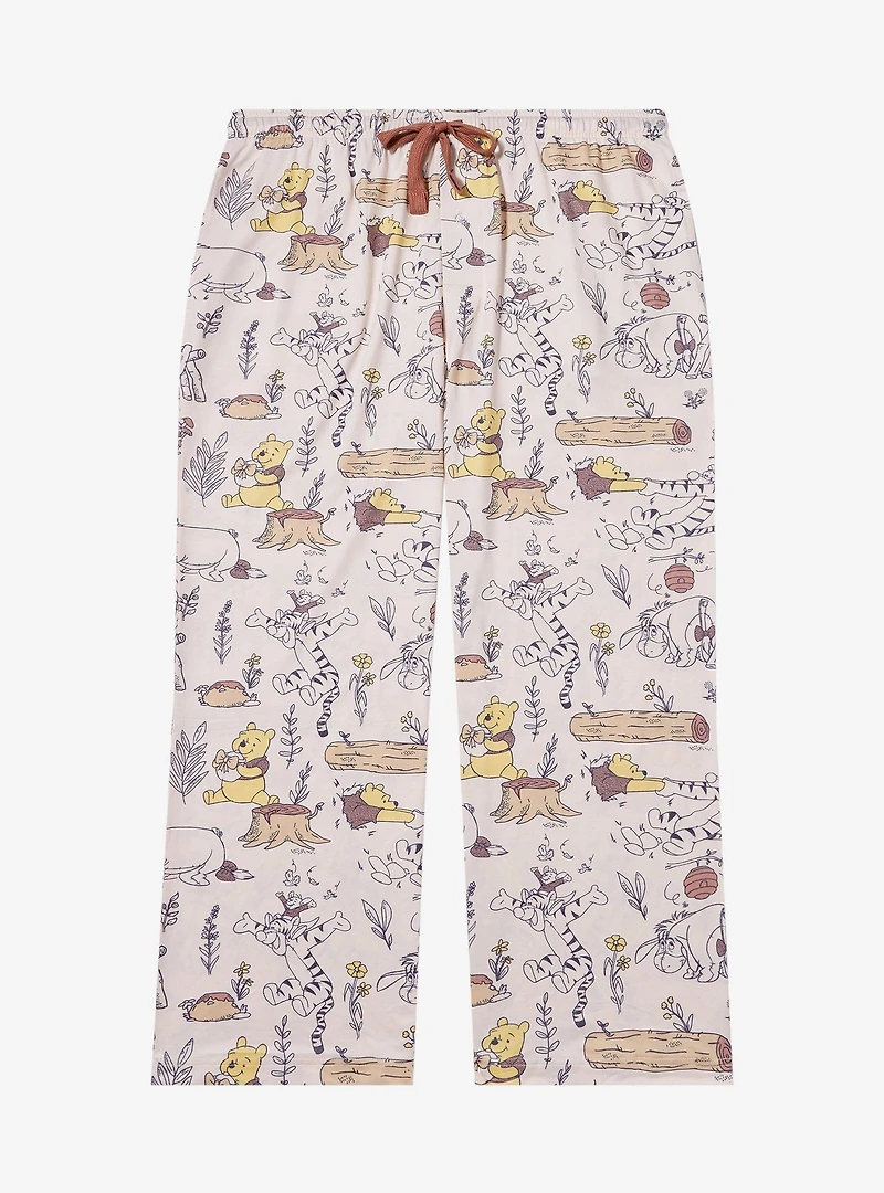 Disney Winnie the Pooh Illustrated Allover Print Women's Plus Sleep Pants — BoxLunch Exclusive