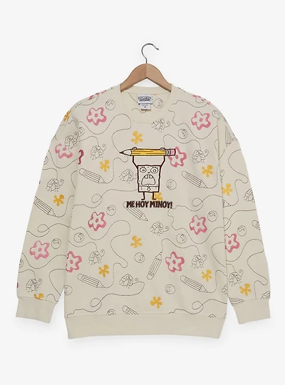 SpongeBob SquarePants DoodleBob Allover Embroidered Icons Crewneck - BoxLunch Exclusive