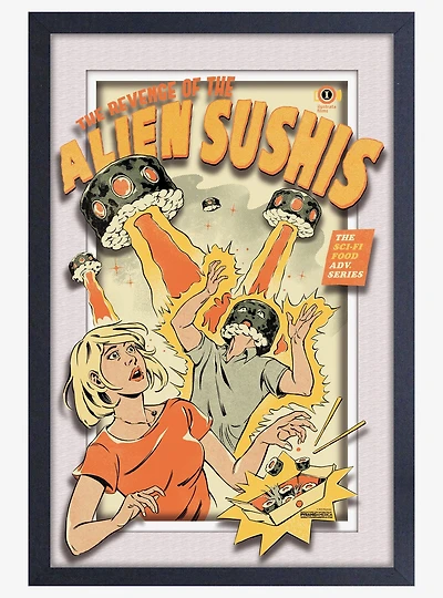 Ilustrata Alien Sushi Plexi Framed Poster