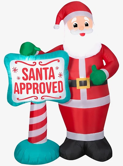 Santa with "Santa Approved" Sign Airblown