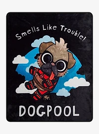 Marvel Deadpool Dogpool Smells Like Trouble Fleece Throw