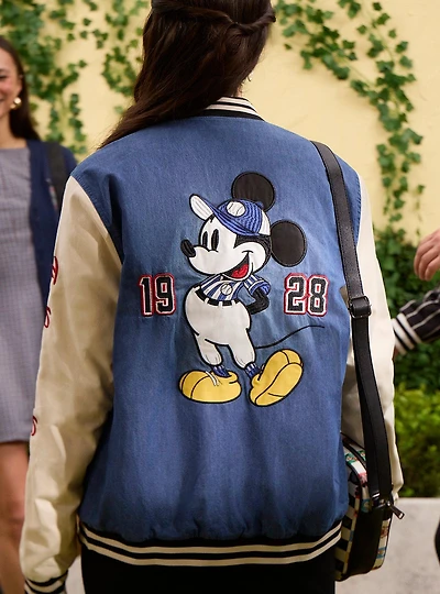 Disney Mickey Mouse Baseball Denim Bomber Jacket - BoxLunch Exclusive