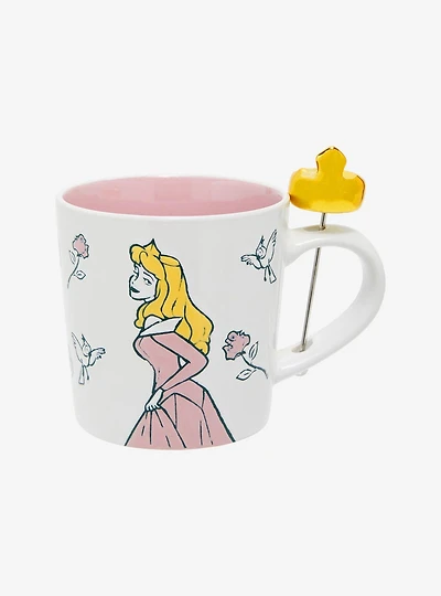 Disney Sleeping Beauty Aurora Portrait Mug with Tiara Stirrer
