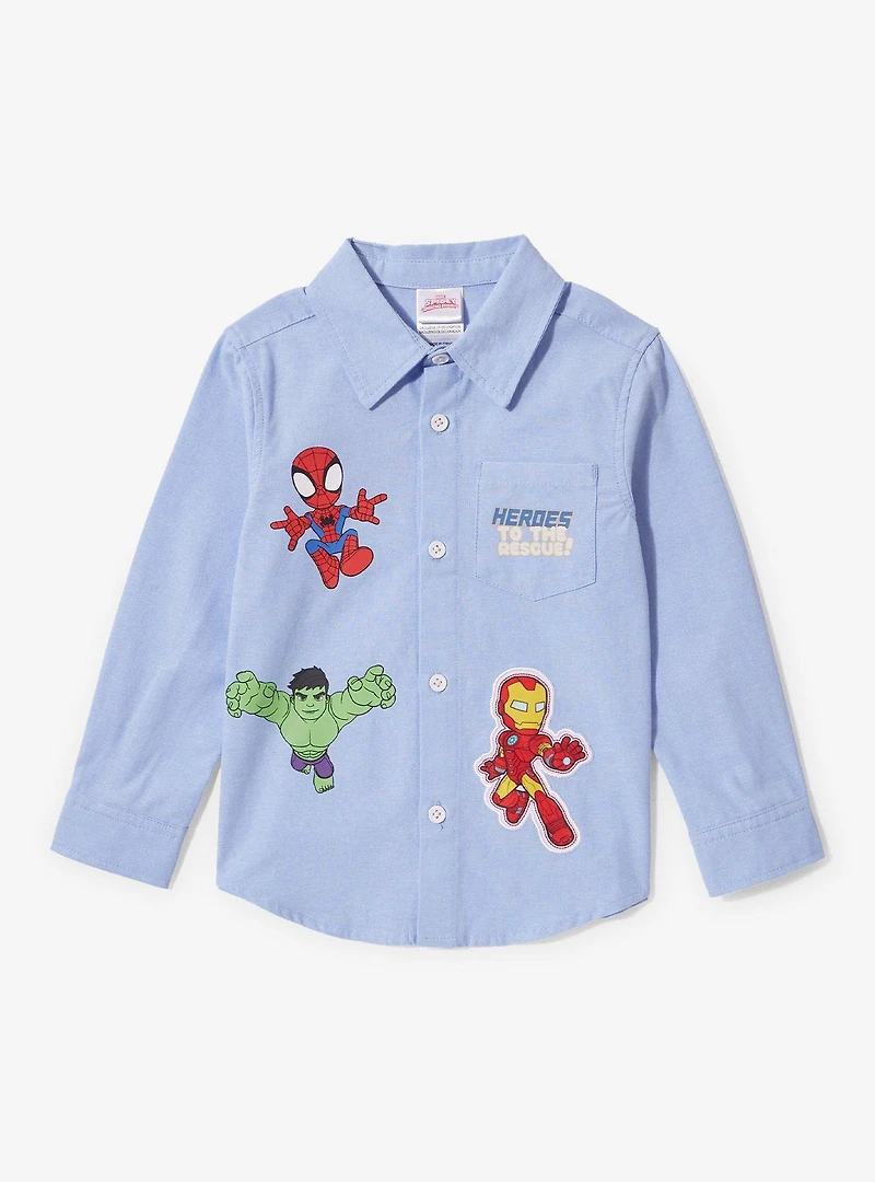 Marvel Heroes Toddler Long Sleeved Button-Up — BoxLunch Exclusive