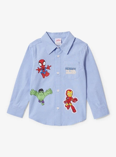 Marvel Heroes Toddler Long Sleeved Button-Up — BoxLunch Exclusive