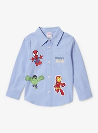 Marvel Heroes Toddler Long Sleeved Button-Up — BoxLunch Exclusive