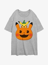Pokemon Pumpkin Pikachu Womens Oversized T-Shirt