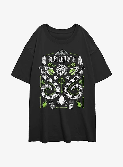 Beetlejuice Sandworm Duo Womens Oversized T-Shirt