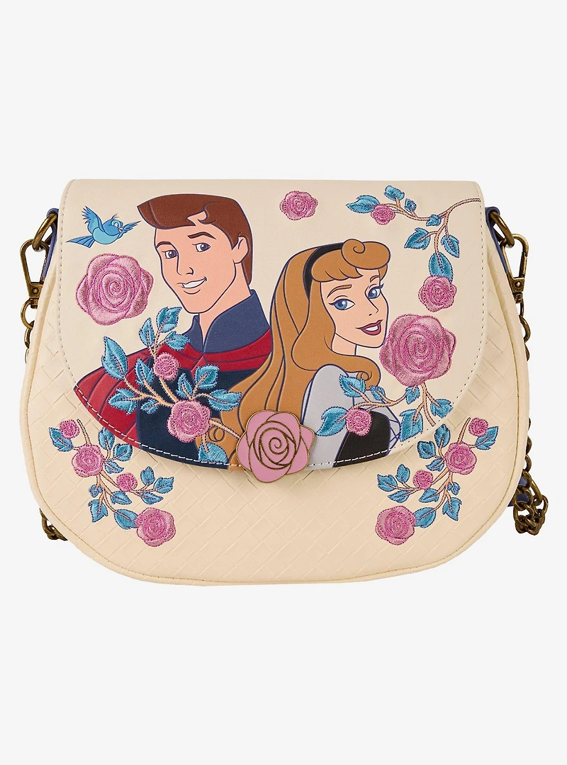 Loungefly Disney Sleeping Beauty Aurora & Prince Phillip Floral Crossbody Bag