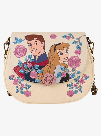 Loungefly Disney Sleeping Beauty Aurora & Prince Phillip Floral Crossbody Bag