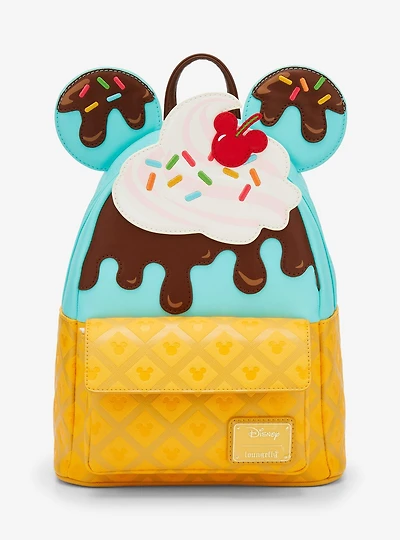 Loungefly Disney Mickey Mouse Ice Cream Cone Figural Mini Backpack