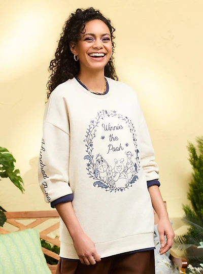 Disney Winnie the Pooh Floral Tonal Crewneck