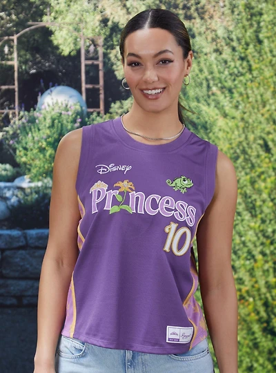 Disney Tangled Rapunzel Embroidered Women's Cropped Basketball Jersey — BoxLunch Exclusive