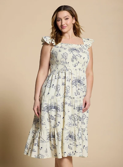 Disney Winnie the Pooh Hundred Acre Wood Smock Plus Midi Dress