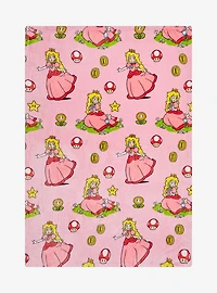 Nintendo Super Mario Bros. Princess Peach Allover Print Fleece Throw
